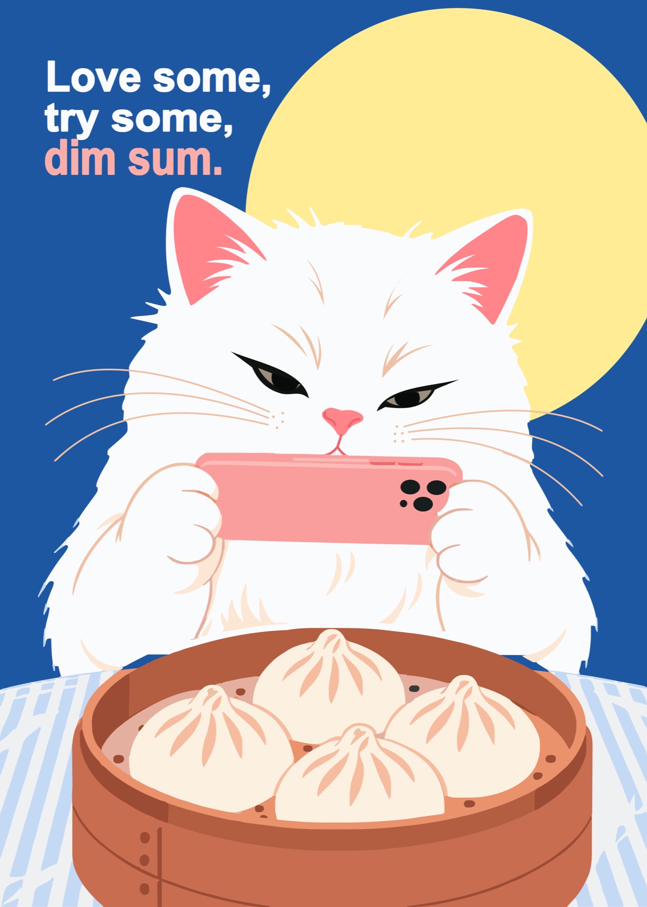 Dim Sum Cat, Illustration print on Canson Infinity matte paper by Tianci Dong